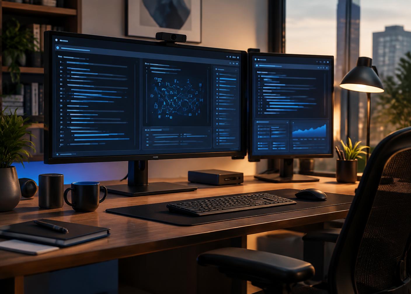 Software engineering workspace with development monitors